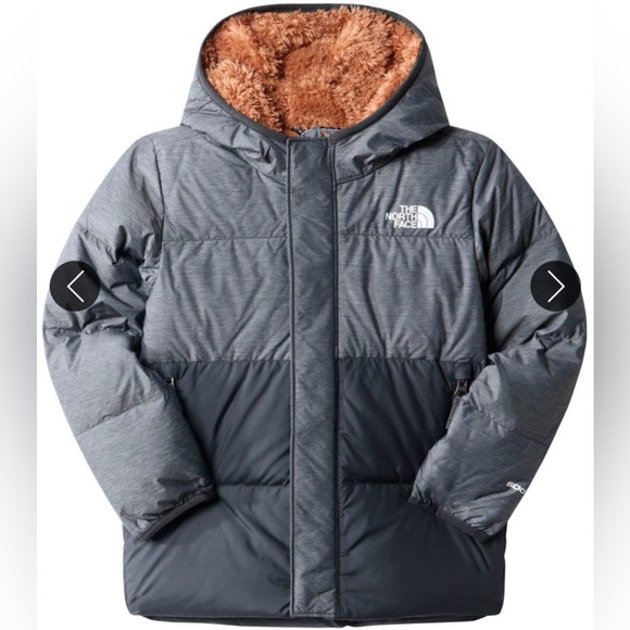 The North Face Kids' Gray and Black Down Hooded Jacket